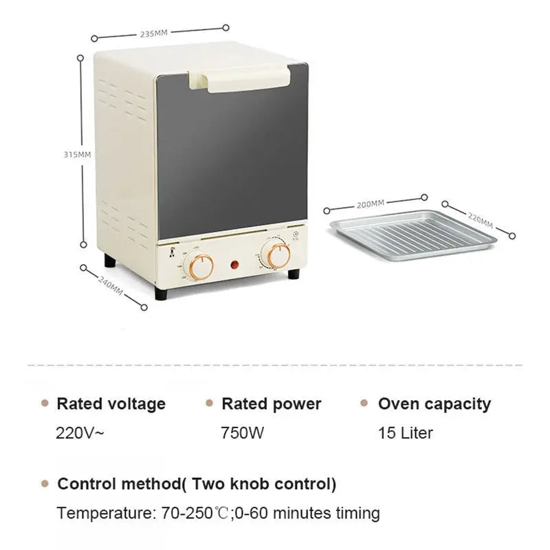 16L Mini Electric Toaster Oven — 3-Tier with Timer & Temperature Control for Baking & Roasting