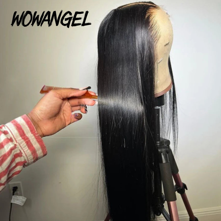 WOW ANGEL 250% Density Straight Lace Front Wig | 13x6 Invisible HD Lace Melt Skin Brazilian Human Hair