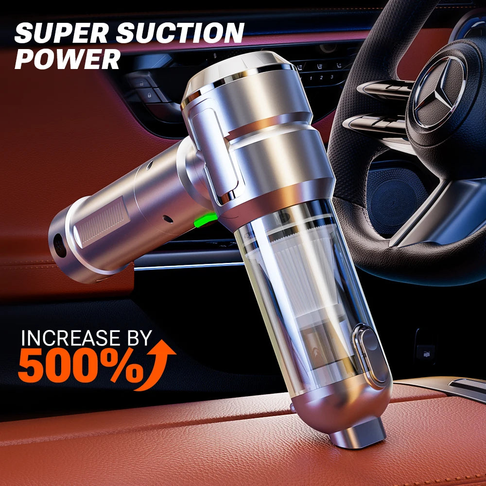 Cordless Car Vacuum & Blower – Detachable Battery & LED