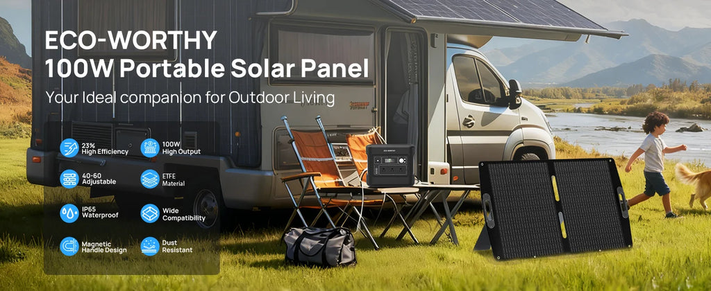 ECO-WORTHY 200W Portable Solar Panel & 2400W Power Station – 2048Wh LiFePO4 Battery for RV & Off-Grid