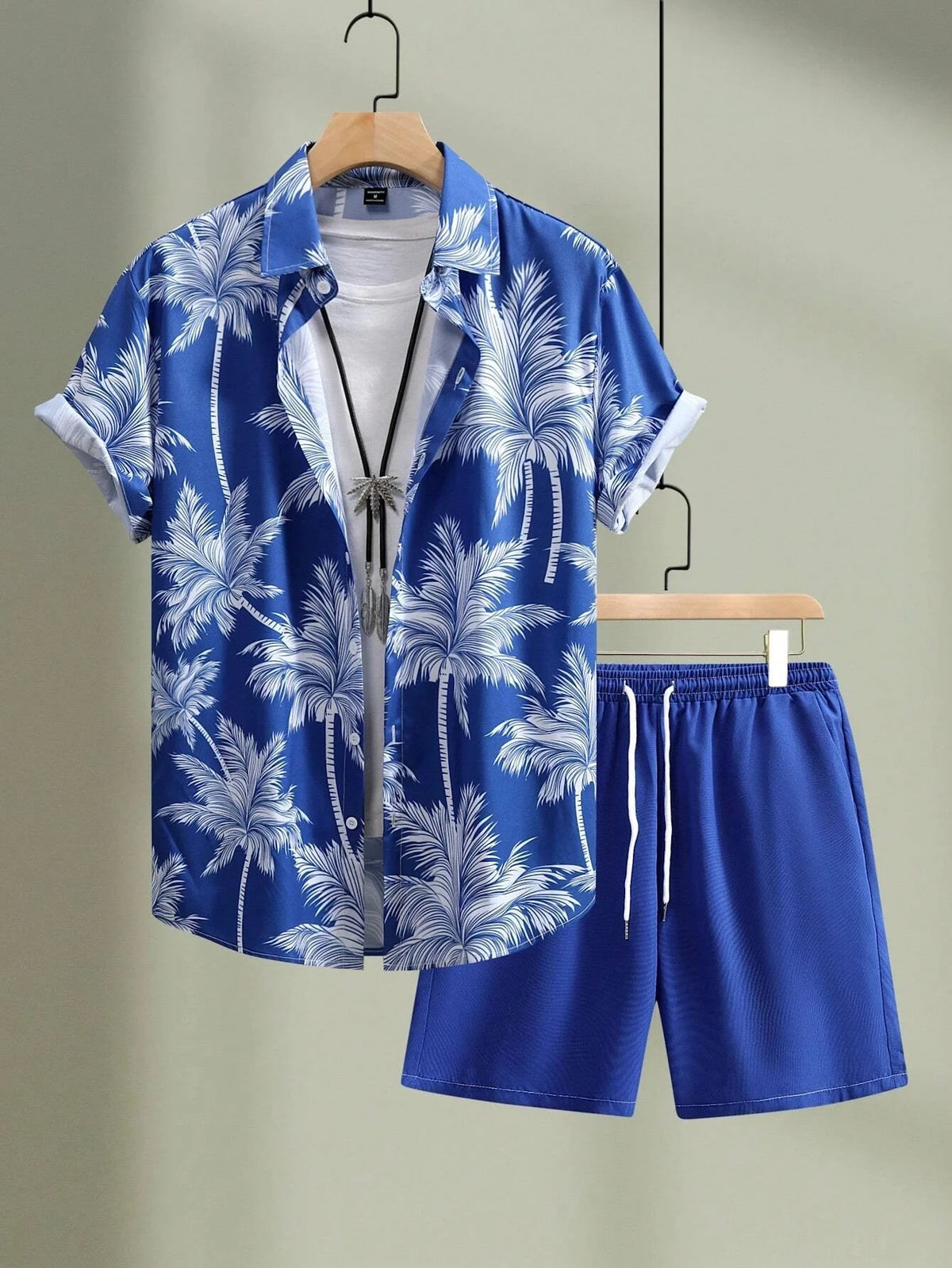 Men's Print Patchwork Lapel Shirt & Beach Shorts Hawaiian Set – Summer Streetwear 2-Piece