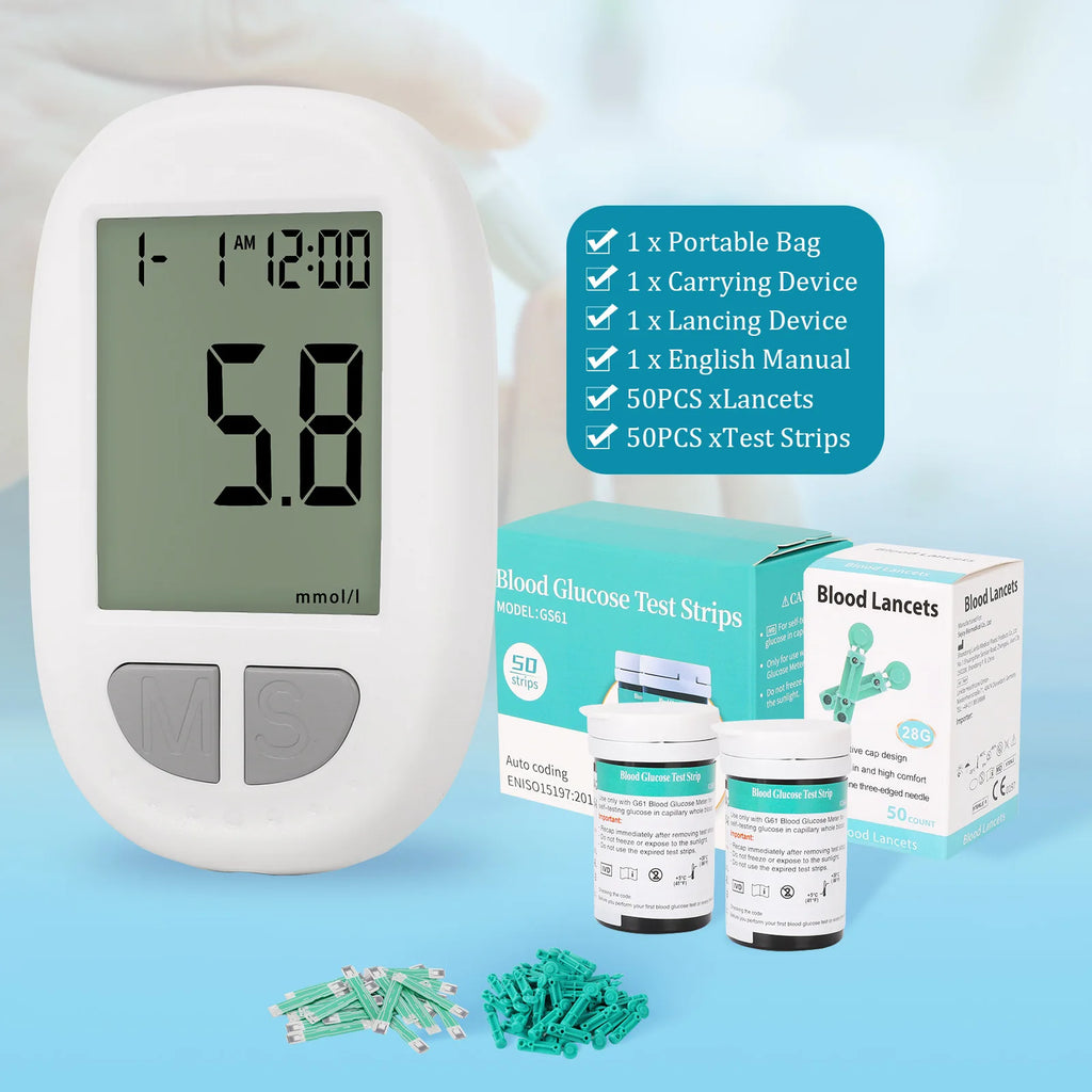 VivaGuard Blood Glucose Monitor Kit – Auto-Coding Glucometer with 50 Test Strips, 50 Lancets & Lancing Device for Elderly & Pregnant