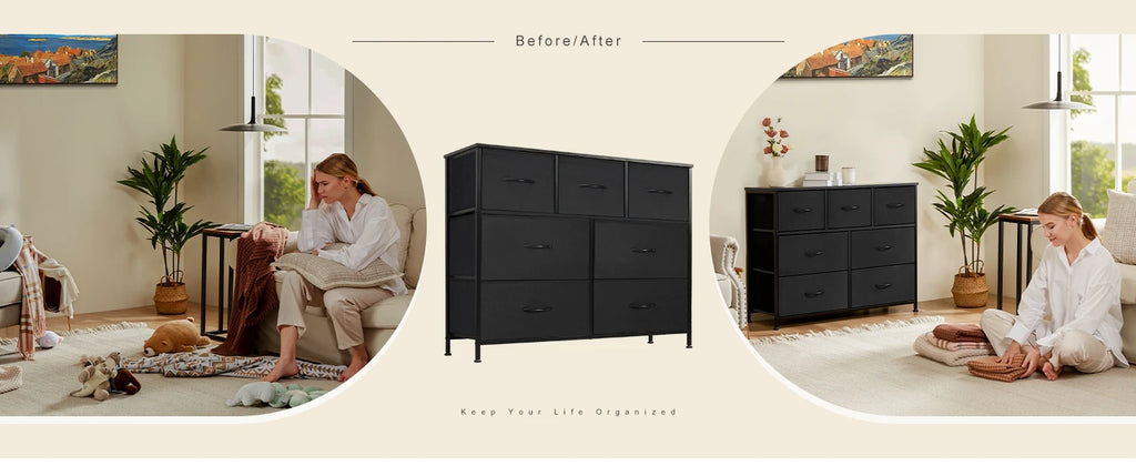 JHK 7-Drawer Dresser & Storage Chest – Fabric Drawers, Clothes Organizer for Bedroom & Living Room