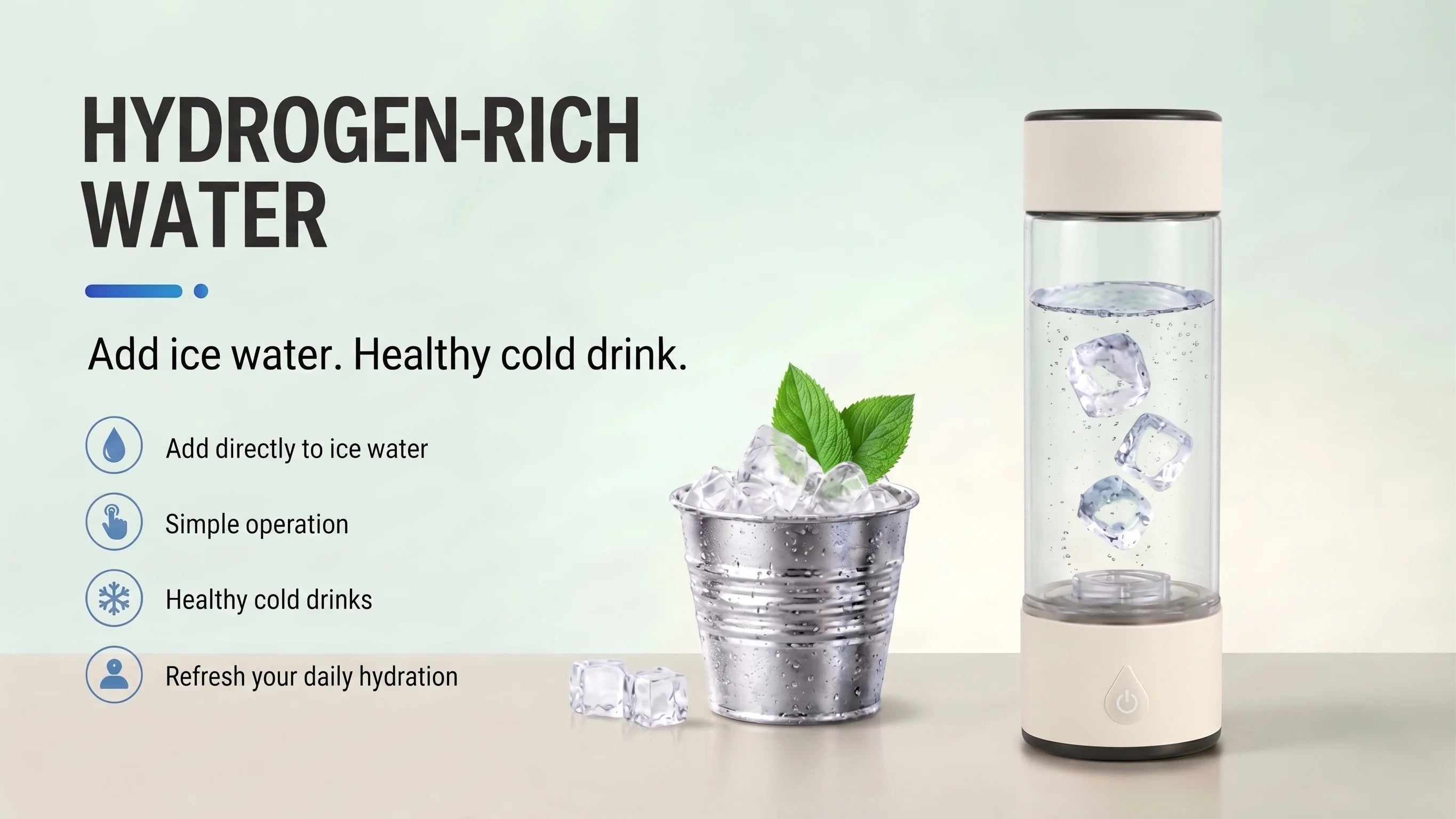 Hydrogen Water Generator Bottle — 8032 PPB SPE PEM Ionizer, Portable & Rechargeable