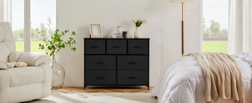 JHK 7-Drawer Dresser & Storage Chest – Fabric Drawers, Clothes Organizer for Bedroom & Living Room
