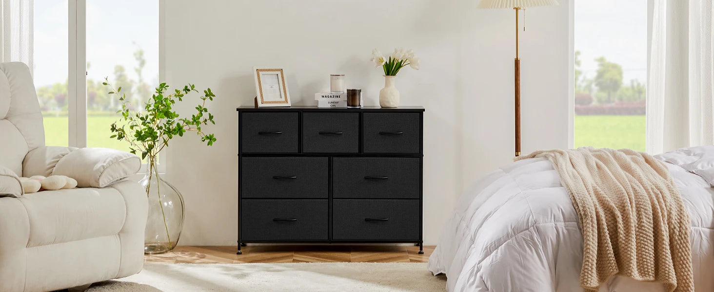 JHK 7-Drawer Dresser & Storage Chest – Fabric Drawers, Clothes Organizer for Bedroom & Living Room