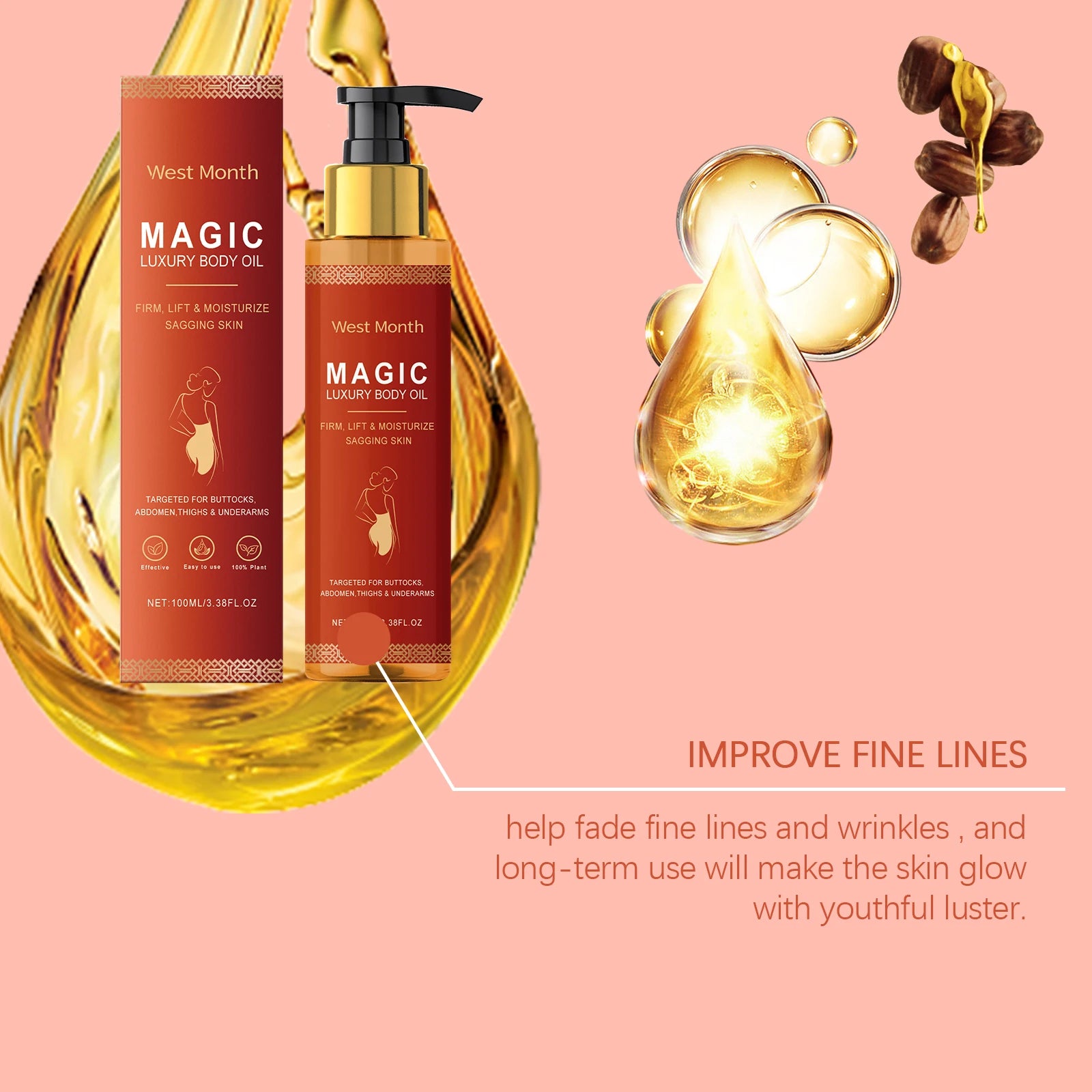 Firming Body Oil — Tightening & Nourishing Essential Oil for Skin Elasticity, Dryness & Smoothness