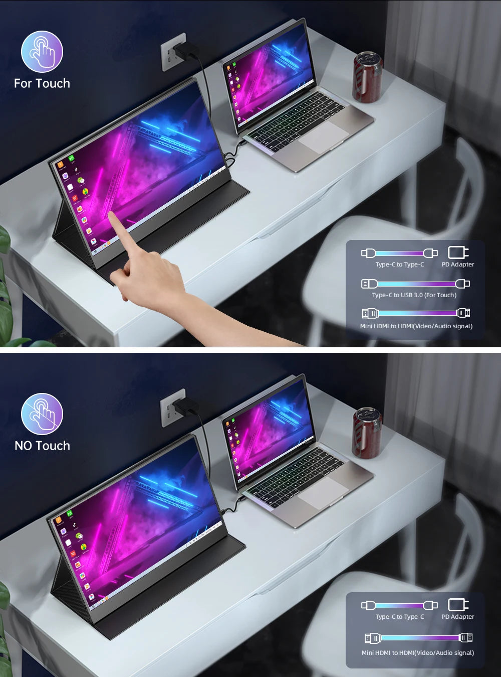 15.6-Inch Portable Touchscreen Monitor – Full HD & Smart Cover