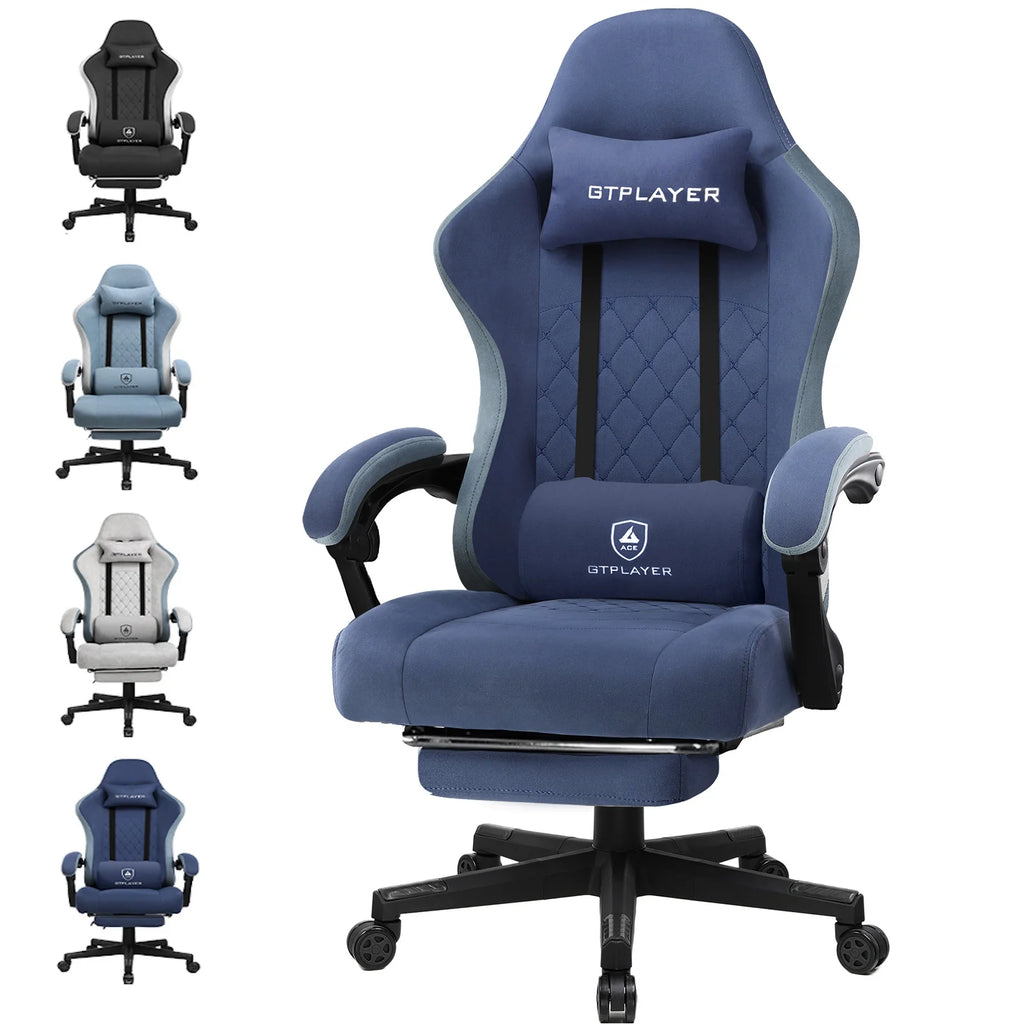 GTPLAYER Ergonomic Gaming Chair – Fabric Surface, Spring Seat Cushion & Linked Armrests, Desk Chair
