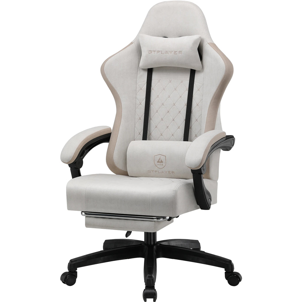 GTPLAYER Ergonomic Gaming Chair – Fabric Surface, Spring Seat Cushion & Linked Armrests, Desk Chair