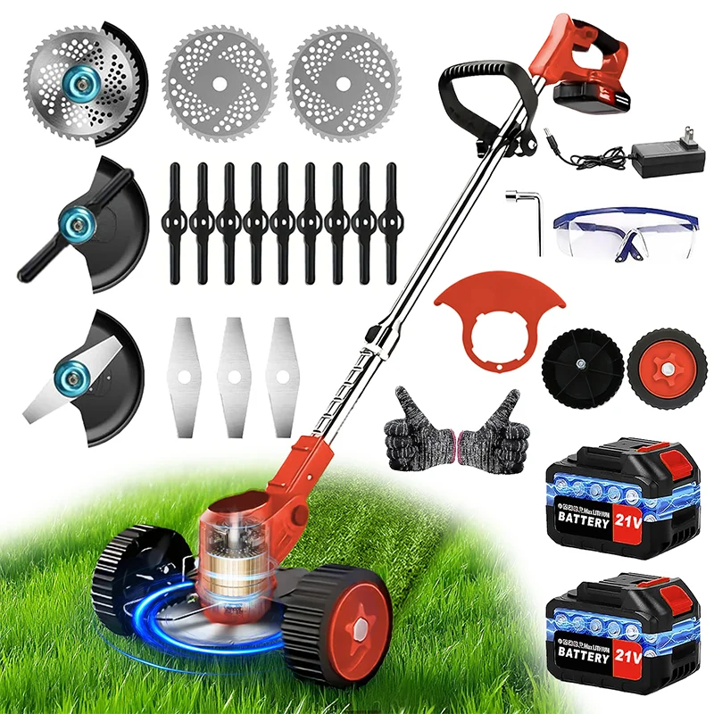 Cordless Weed Trimmer & Lawn Mower | Telescopic Handle, CE Certified, Ideal for Courtyards & Gardens