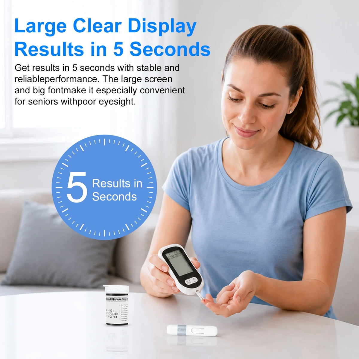 VivaGuard Blood Glucose Meter Kit – No Coding Glucometer with 50 Test Strips, 50 Lancets & Lancing Pen for Home Diabetes Monitoring