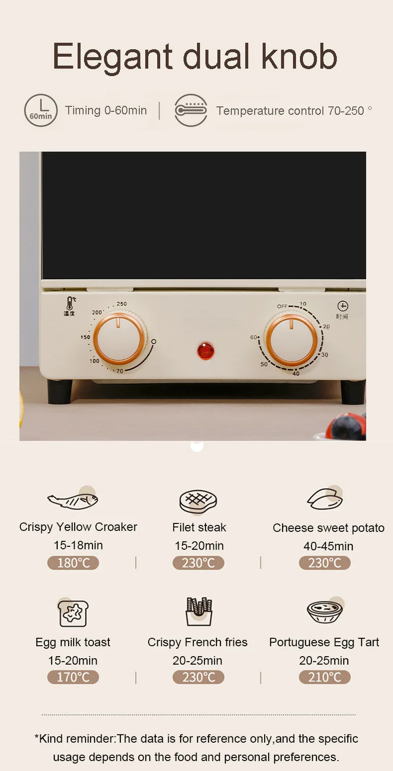 16L Mini Electric Toaster Oven — 3-Tier with Timer & Temperature Control for Baking & Roasting