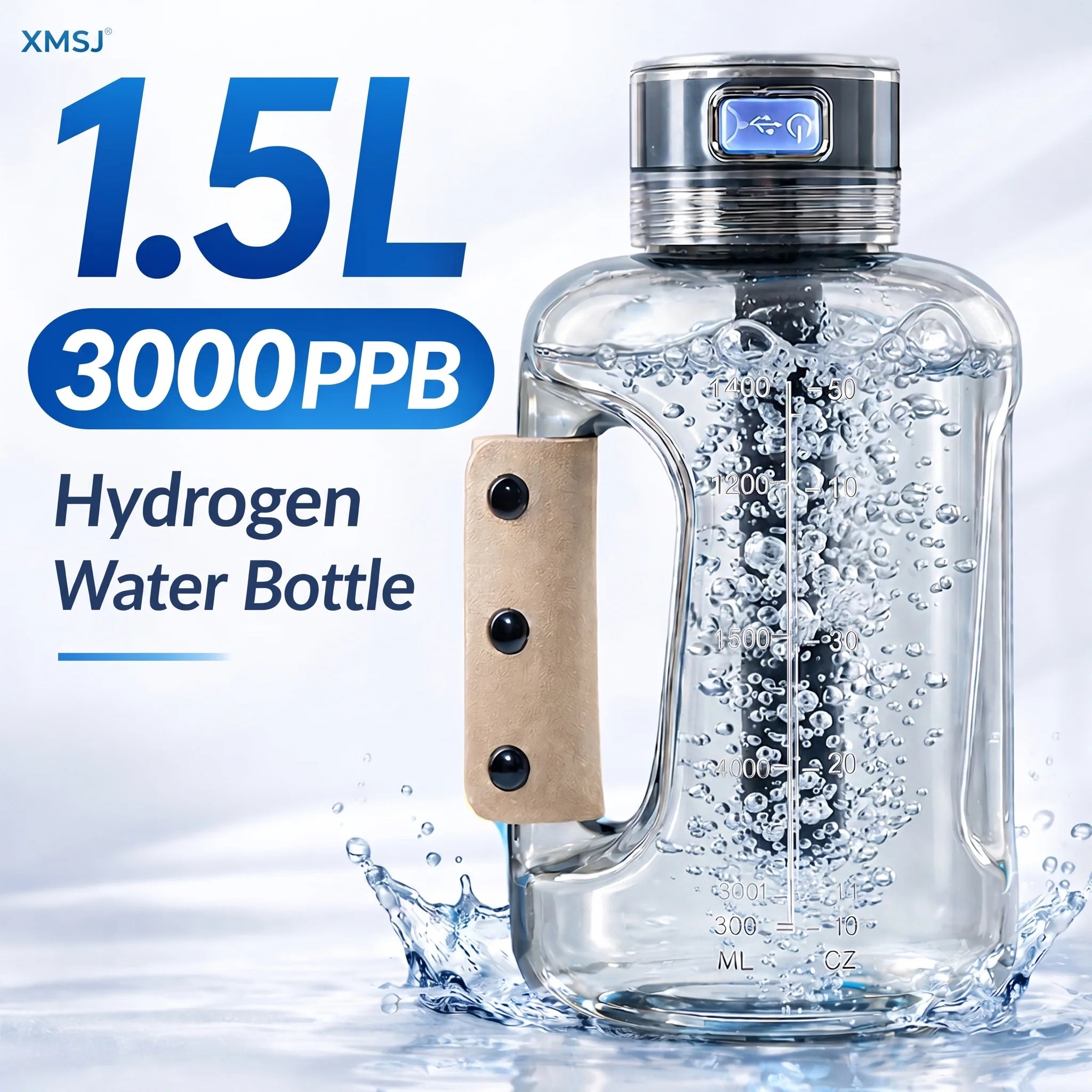 Hydrogen Water Bottle 1.5L — Portable Hydrogen-Rich Water Generator for Gym & Outdoor Fitness