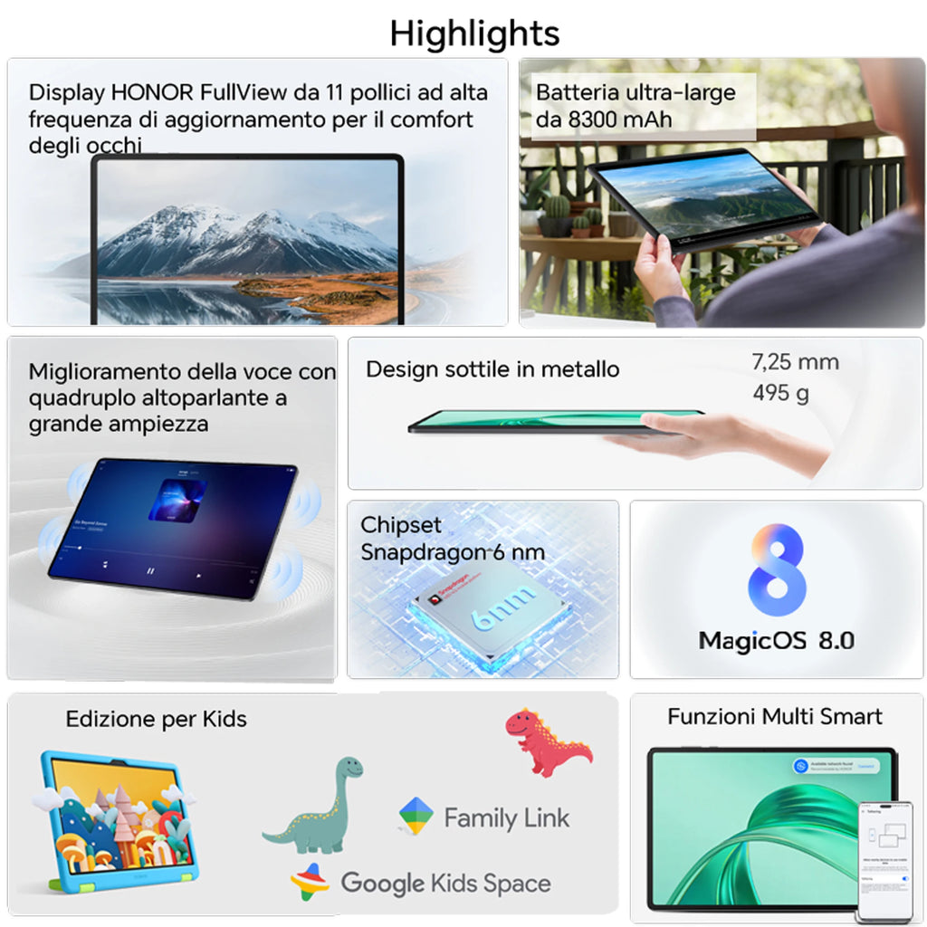 HONOR Pad X8a 11" Android 14 Tablet – 4GB RAM, 64GB, 90Hz, 8300mAh, 4 Speakers