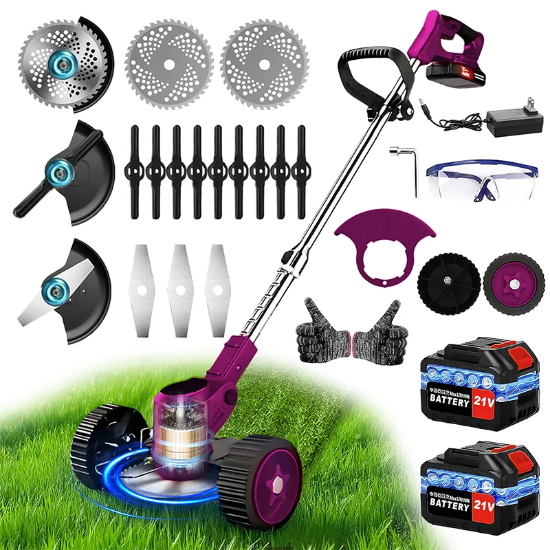 Cordless Weed Trimmer & Lawn Mower | Telescopic Handle, CE Certified, Ideal for Courtyards & Gardens