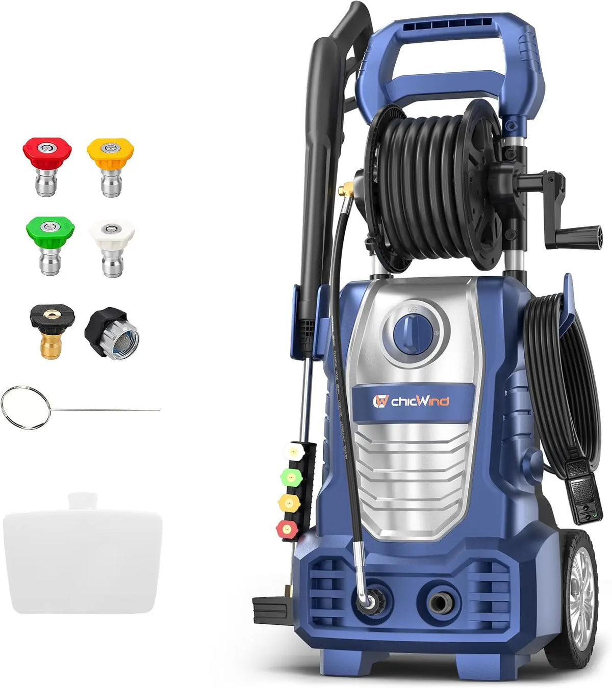 Electric Pressure Washer – Hose Reel & Five Nozzles