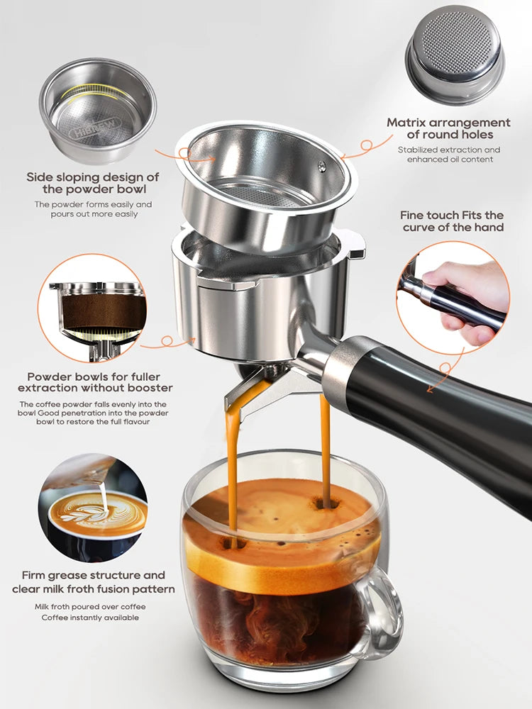 Barista-Level Espresso at Home — HiBREW H10B 20-Bar Semi-Automatic Espresso Machine | Temperature Control, Hot & Cold, Slim Design