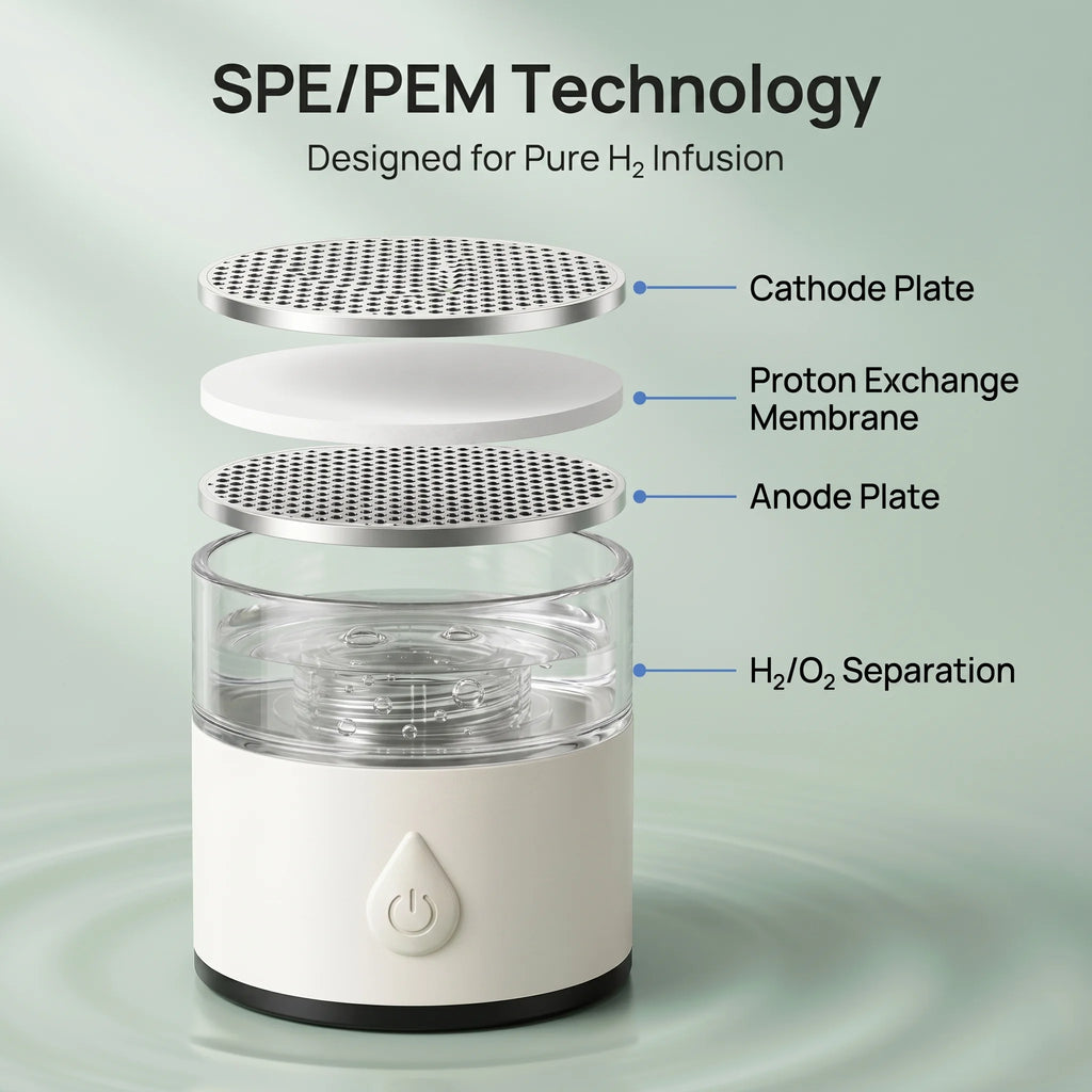 Hydrogen Water Generator Bottle — 8032 PPB SPE PEM Ionizer, Portable & Rechargeable