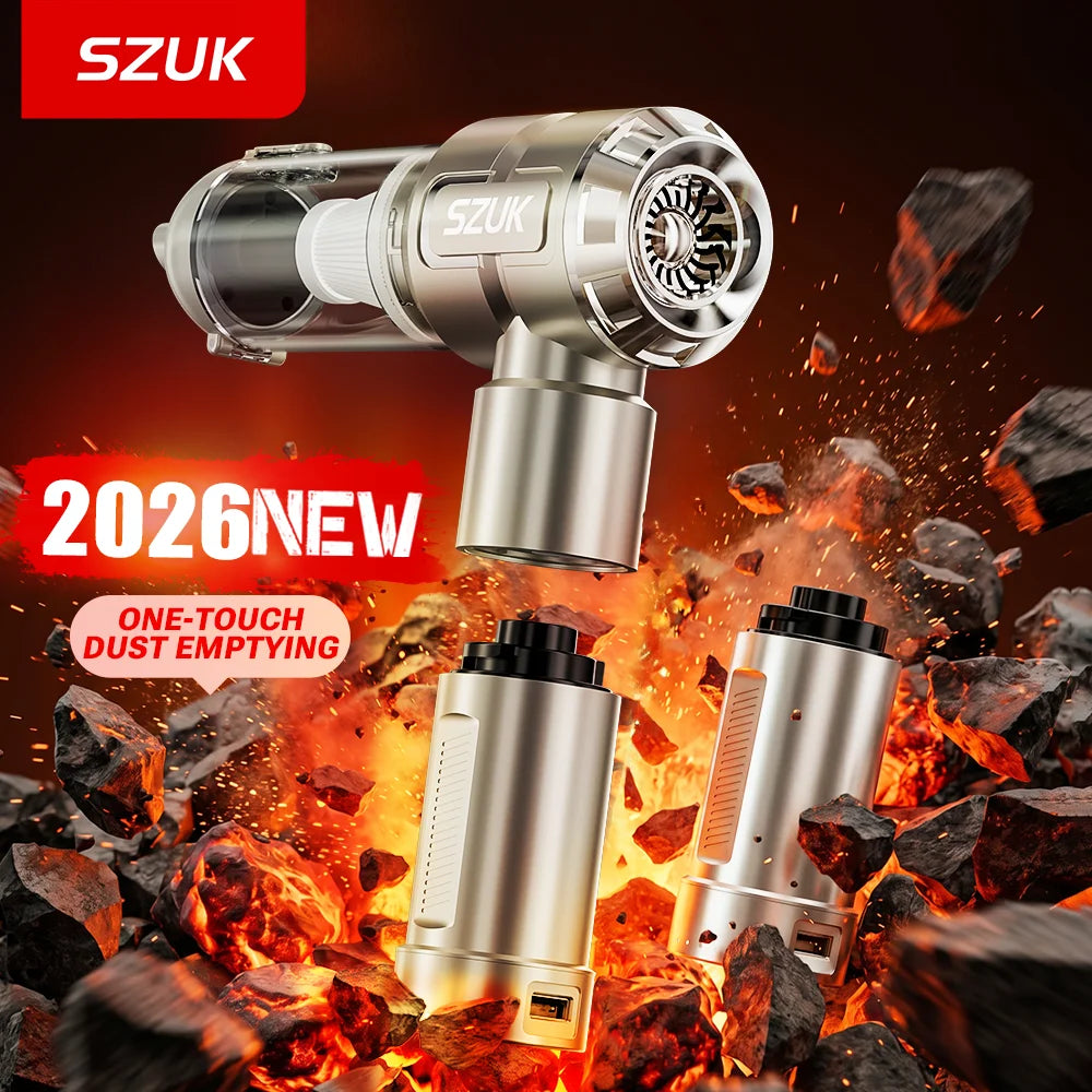 Cordless Car Vacuum & Blower – Detachable Battery & LED