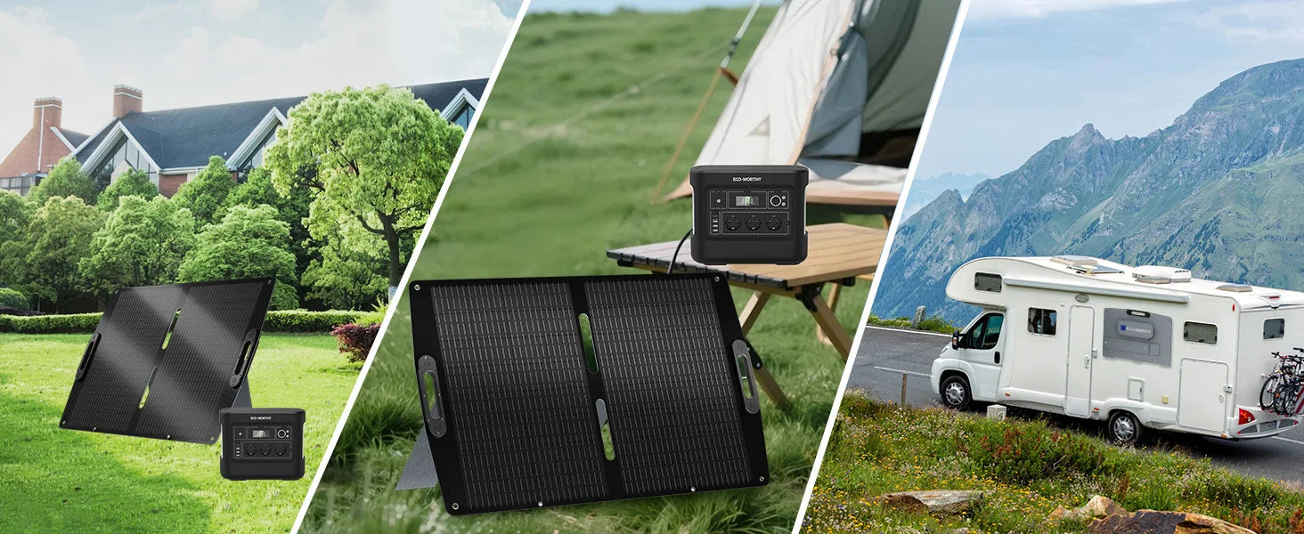ECO-WORTHY 200W Portable Solar Panel & 2400W Power Station – 2048Wh LiFePO4 Battery for RV & Off-Grid
