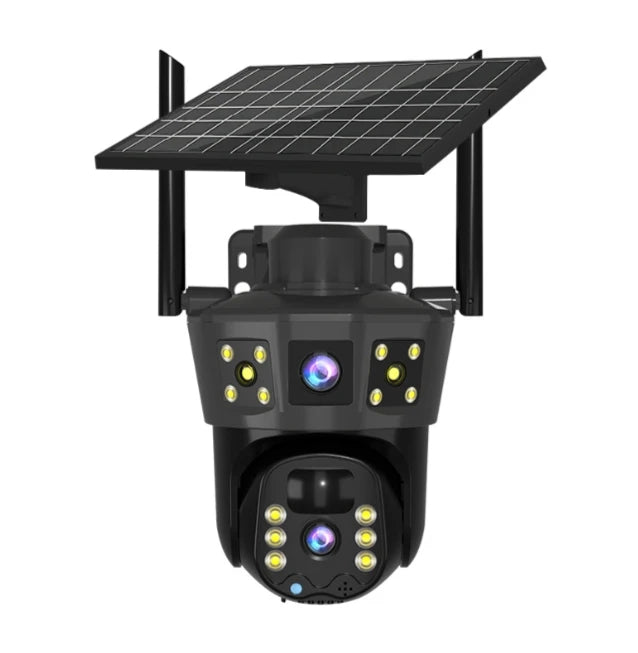 Dual-Lens Solar Security Camera with Wi-Fi