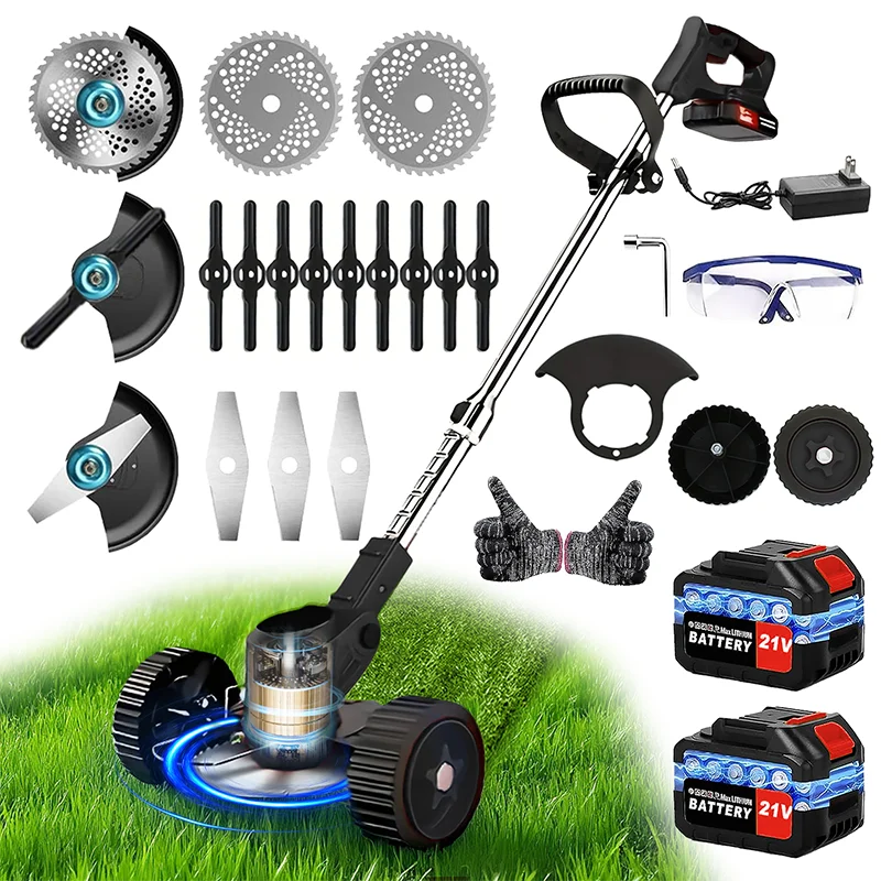 Cordless Weed Trimmer & Lawn Mower | Telescopic Handle, CE Certified, Ideal for Courtyards & Gardens