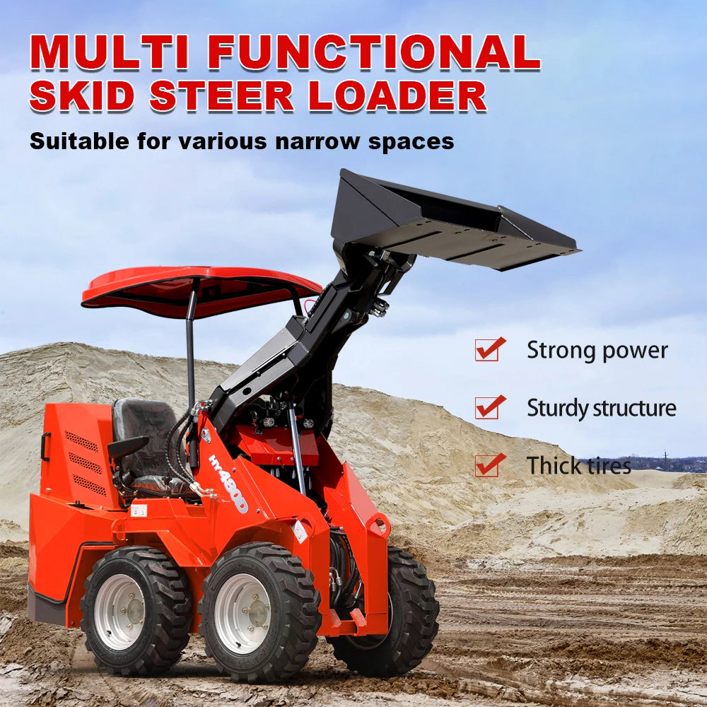 Huayee Kubota Compact Wheel Loader – 14HP Multifunctional Skid Steer for Construction & Home
