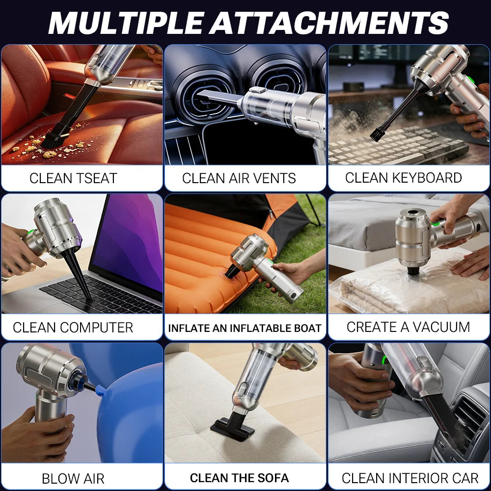 Cordless Car Vacuum – Removable Battery & Light