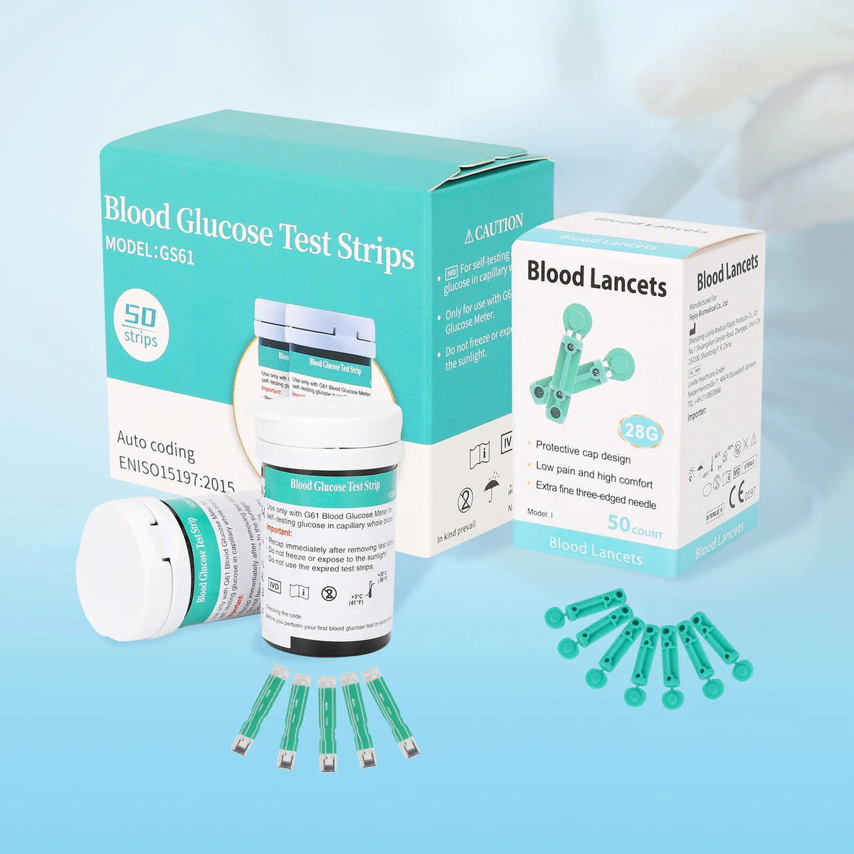 VivaGuard Blood Glucose Monitor Kit – Auto-Coding Glucometer with 50 Test Strips, 50 Lancets & Lancing Device for Elderly & Pregnant