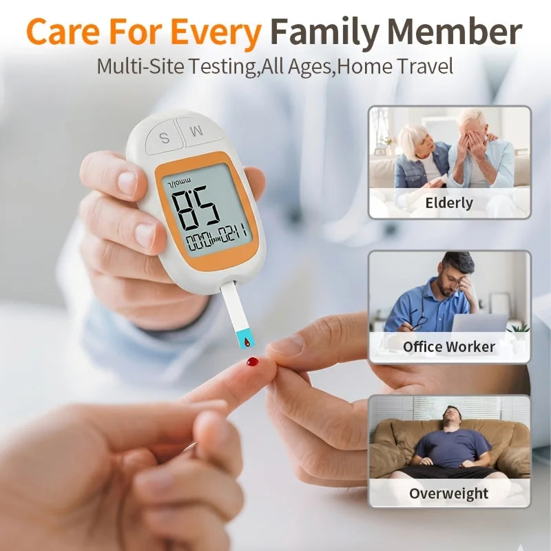 Medical Blood Sugar Test Kit – Glucometer with 50 Test Strips, 5-Second Fast Test & Large Screen Display