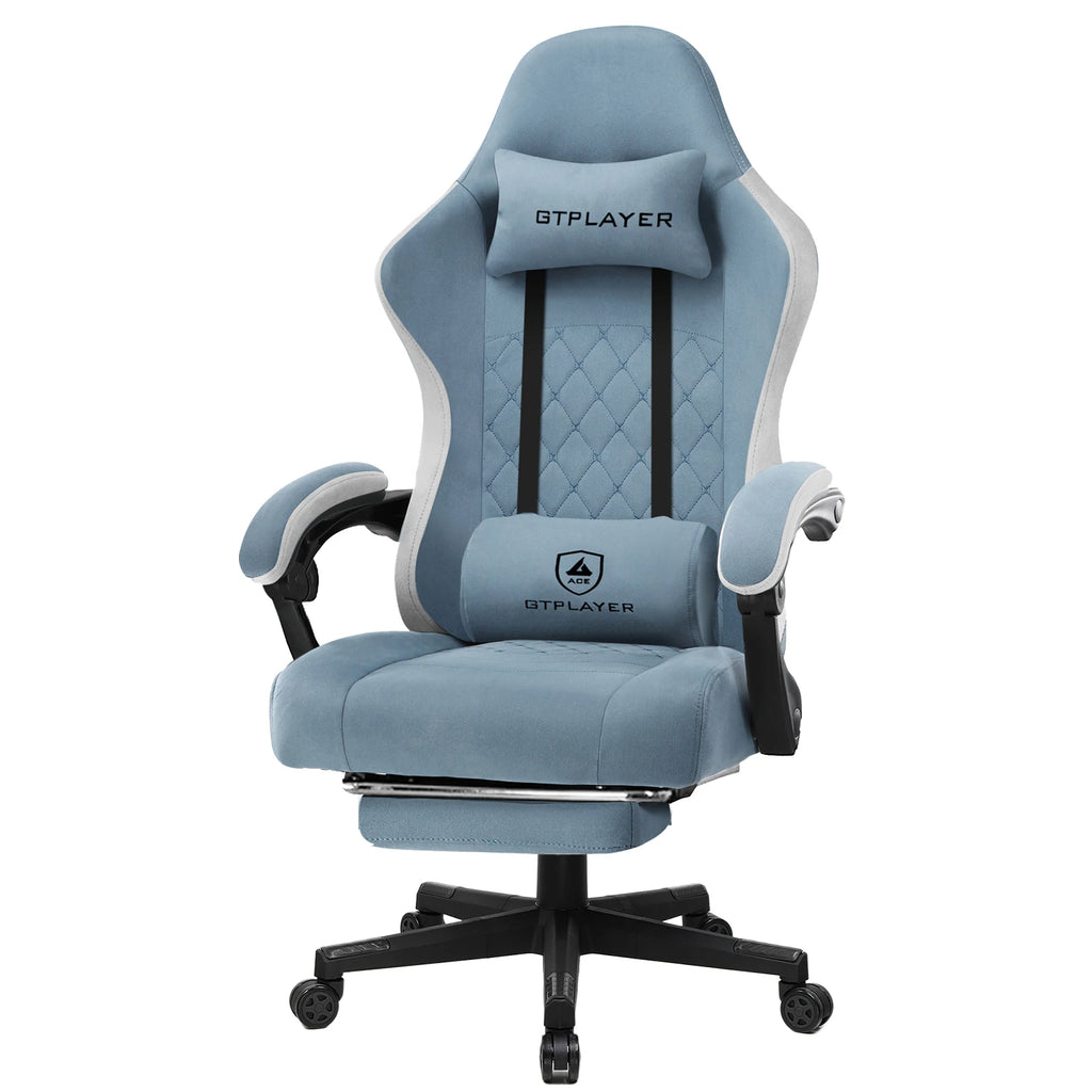 GTPLAYER Ergonomic Gaming Chair – Fabric Surface, Spring Seat Cushion & Linked Armrests, Desk Chair