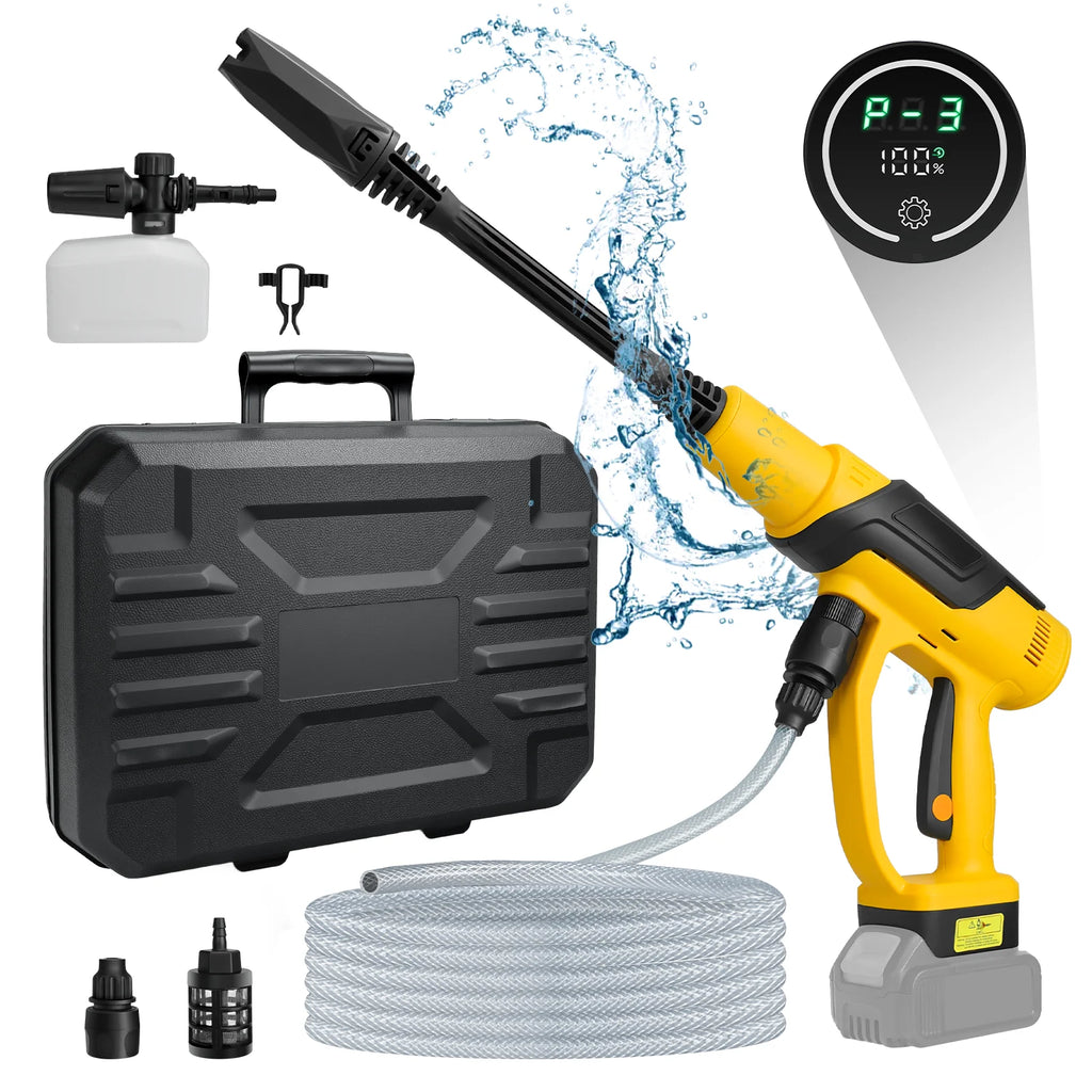 380W Cordless Brushless Pressure Washer – 653PSI, LCD Display, Foam Cannon Kit, DeWalt 20V Compatible (No Battery)