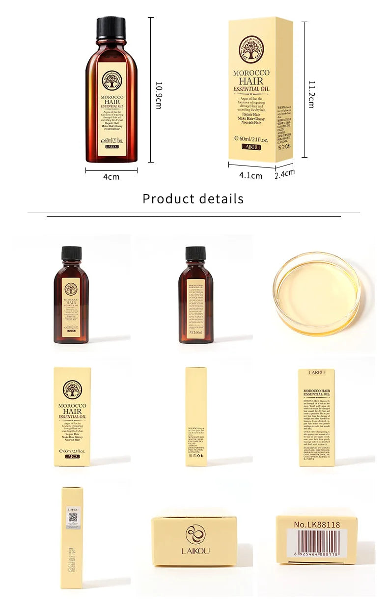 Moroccan Pure Argan Oil Hair Treatment — Leave-In Frizz & Dryness Repair Oil