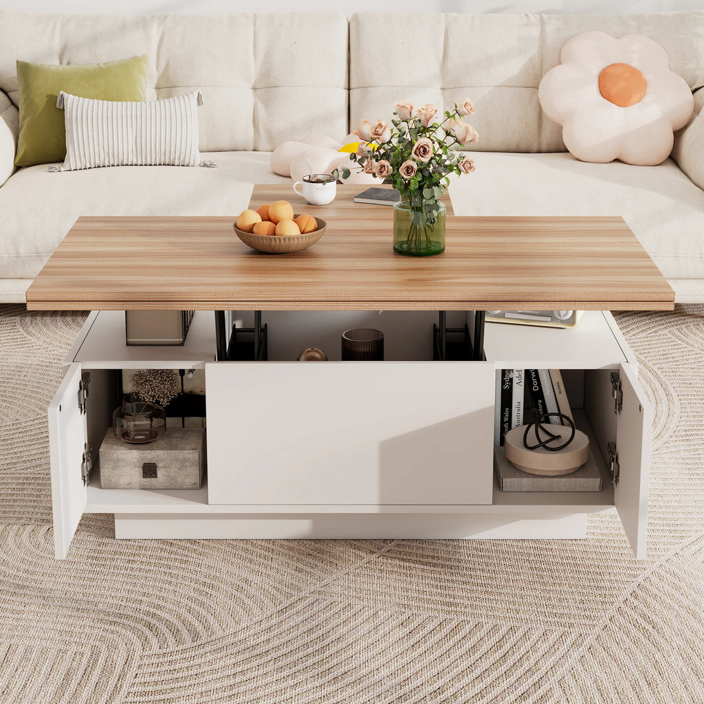 Modern coffee table with double lifting mechanism, hidden storage-load capacity up to 50 kg-residential furniture