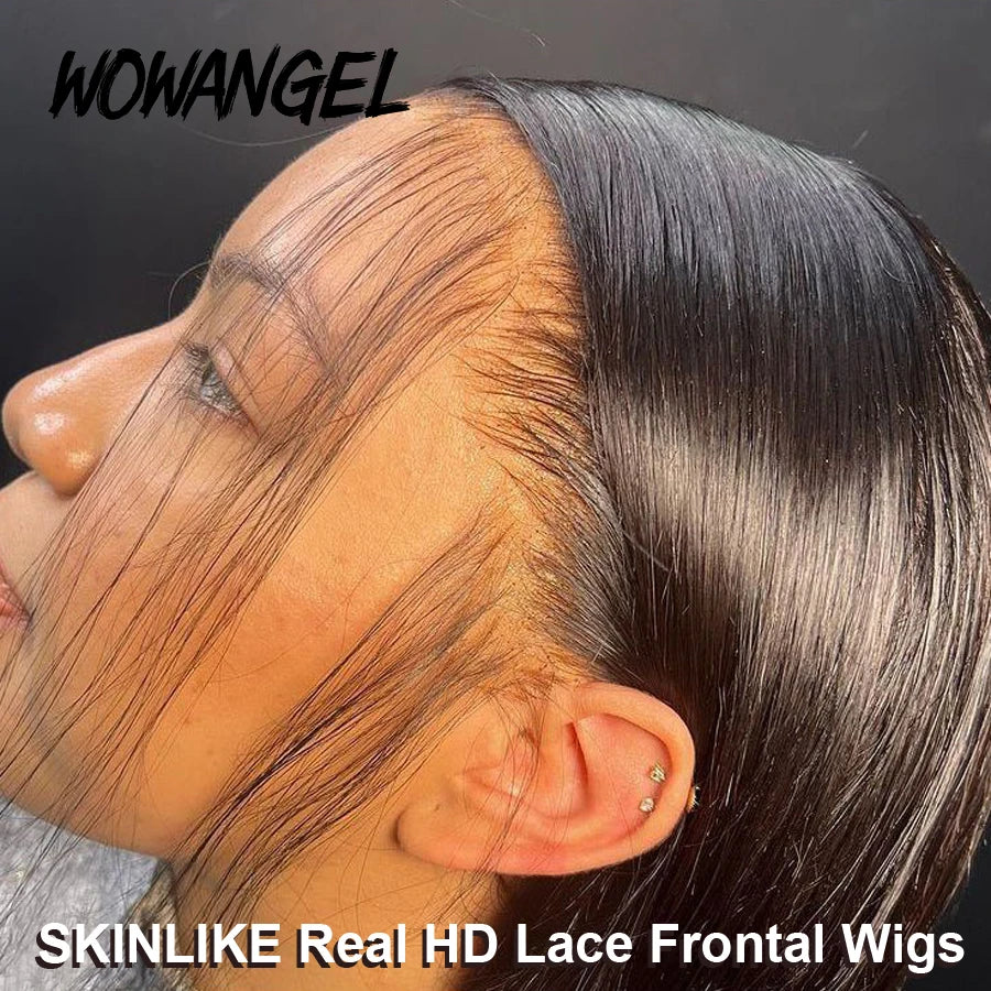 WOW ANGEL 250% Density Straight Lace Front Wig | 13x6 Invisible HD Lace Melt Skin Brazilian Human Hair