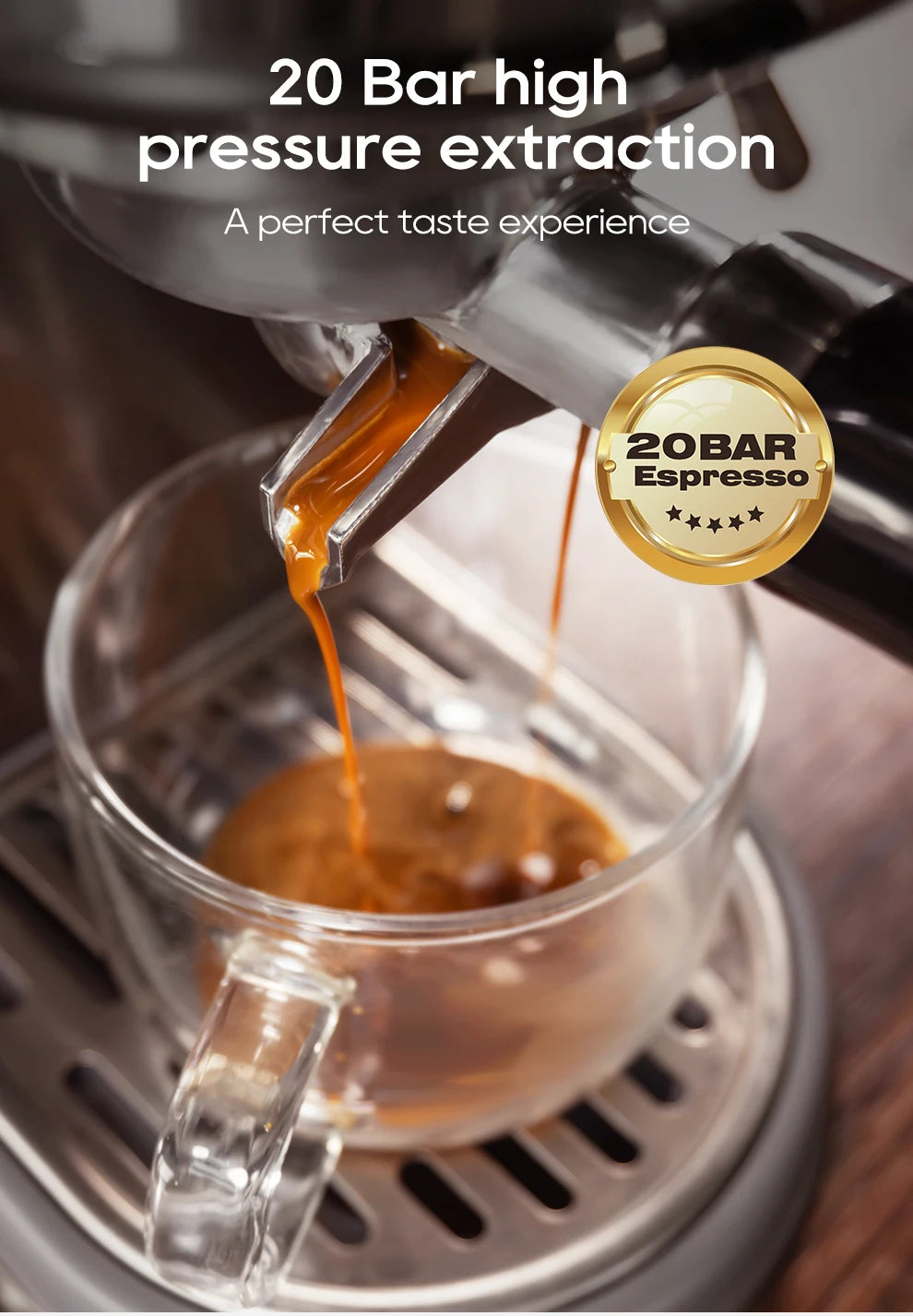 Barista-Level Espresso at Home — HiBREW H10B 20-Bar Semi-Automatic Espresso Machine | Temperature Control, Hot & Cold, Slim Design