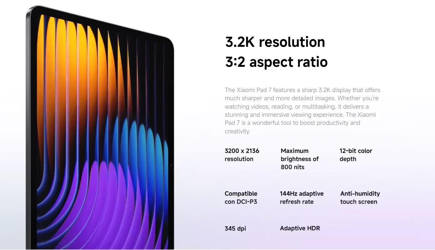 Xiaomi Pad 7 11.2" 3.2K 144Hz Tablet – Snapdragon 7+ Gen 3, 8850mAh, Wi-Fi 6E