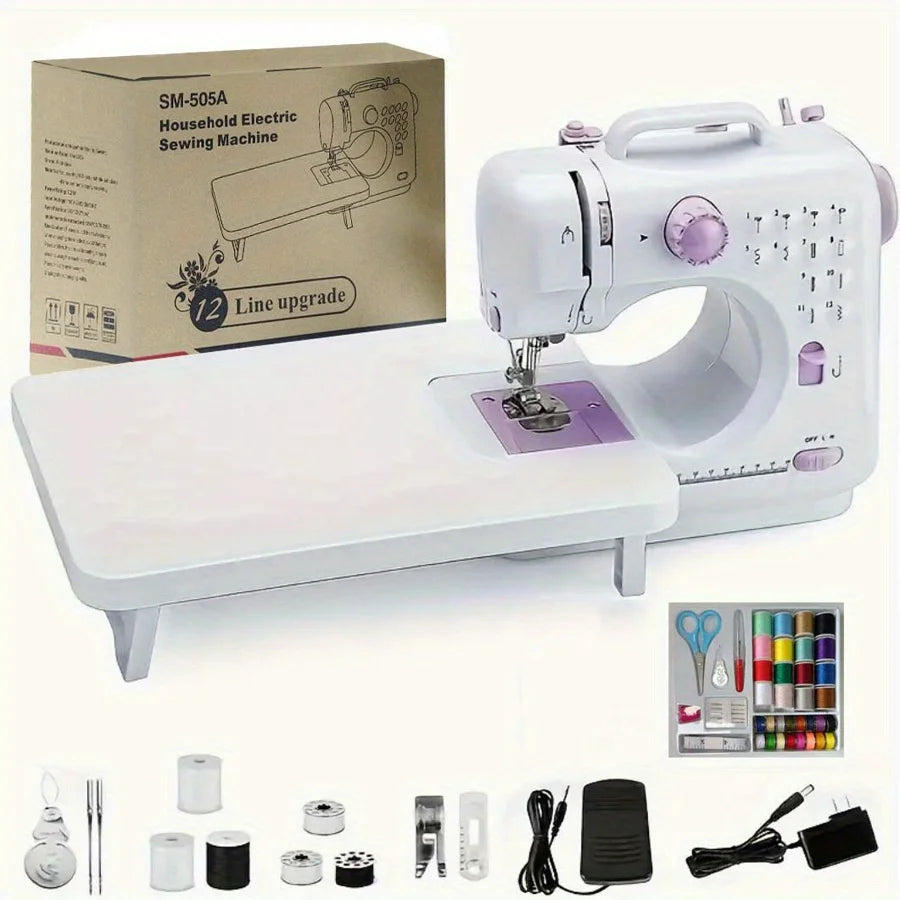 Electric Sewing Machine with Extension Table & 12 Built-In Stitches
