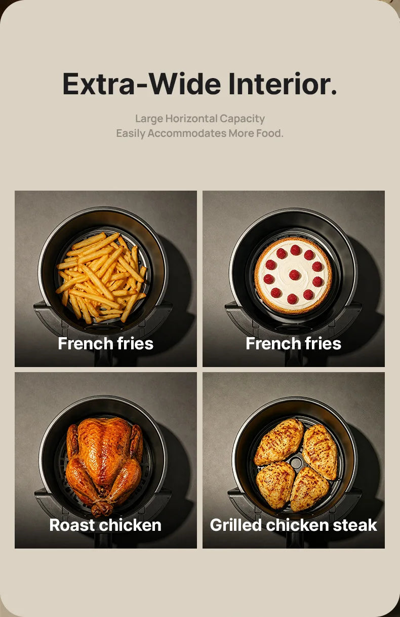 8L Large Air Fryer with Visible Window Digital Touchscreen 8 Presets Stainless Steel Oil-Free Healthy Cooker for Home Kitchen