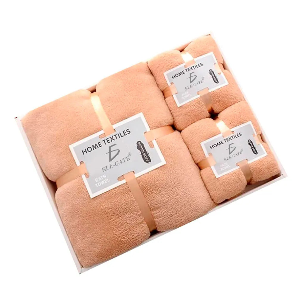 Set of 3 Striped Bath & Hand Towels — Premium Cotton Microfiber for Home, Hotel & Beach