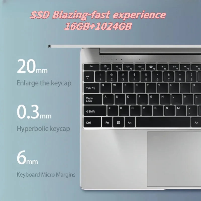 14" Intel Pentium Ultra Slim Laptop – 16GB DDR3, Up to 2TB SSD, Windows 11 Pro