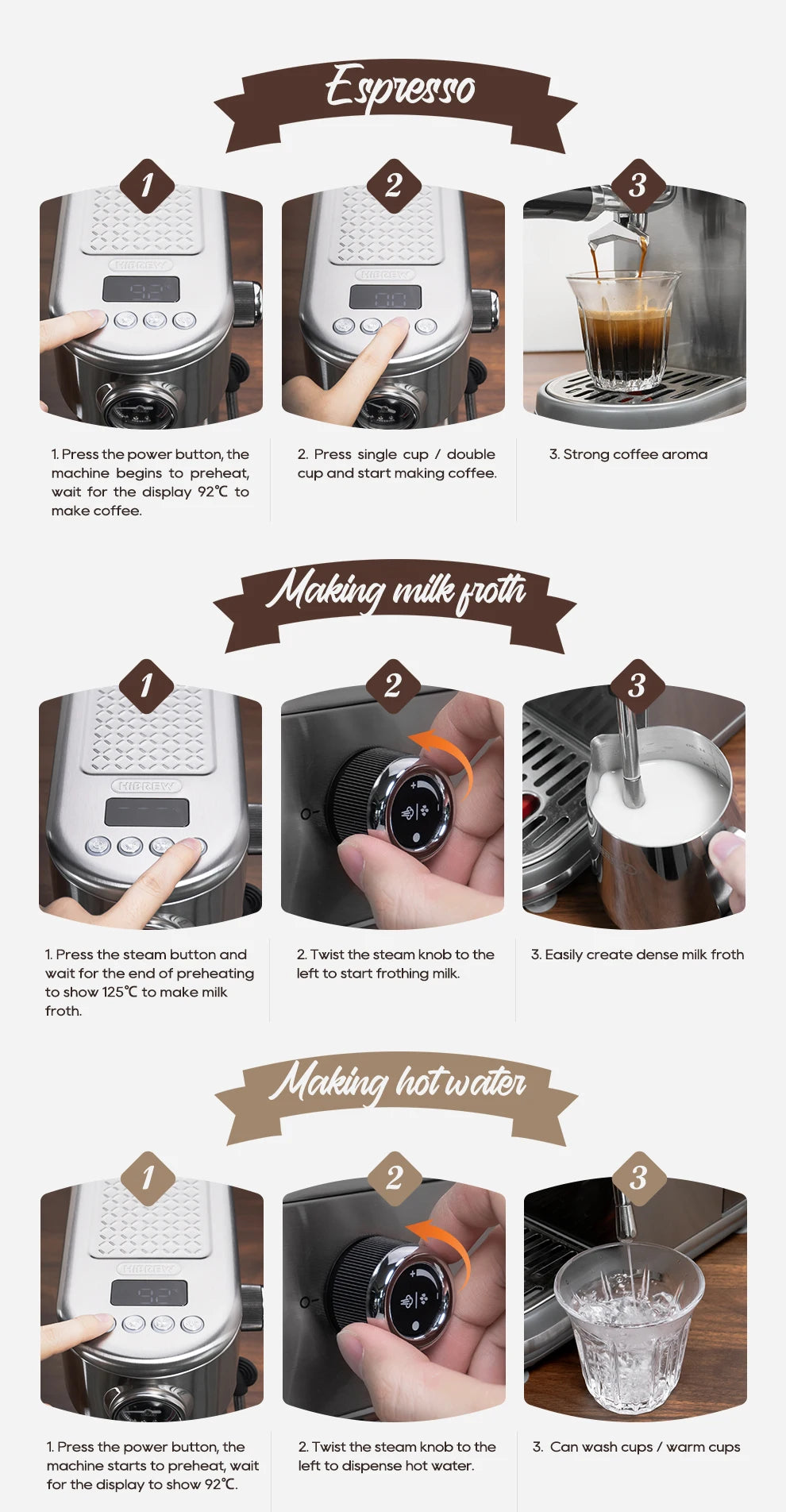 Barista-Level Espresso at Home — HiBREW H10B 20-Bar Semi-Automatic Espresso Machine | Temperature Control, Hot & Cold, Slim Design