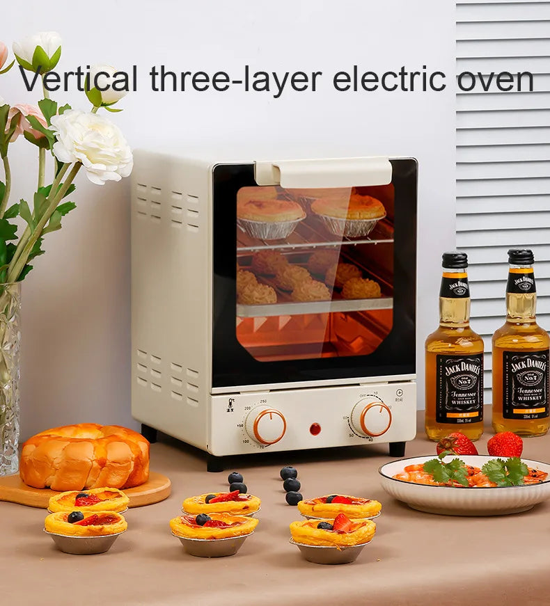 16L Mini Electric Toaster Oven — 3-Tier with Timer & Temperature Control for Baking & Roasting
