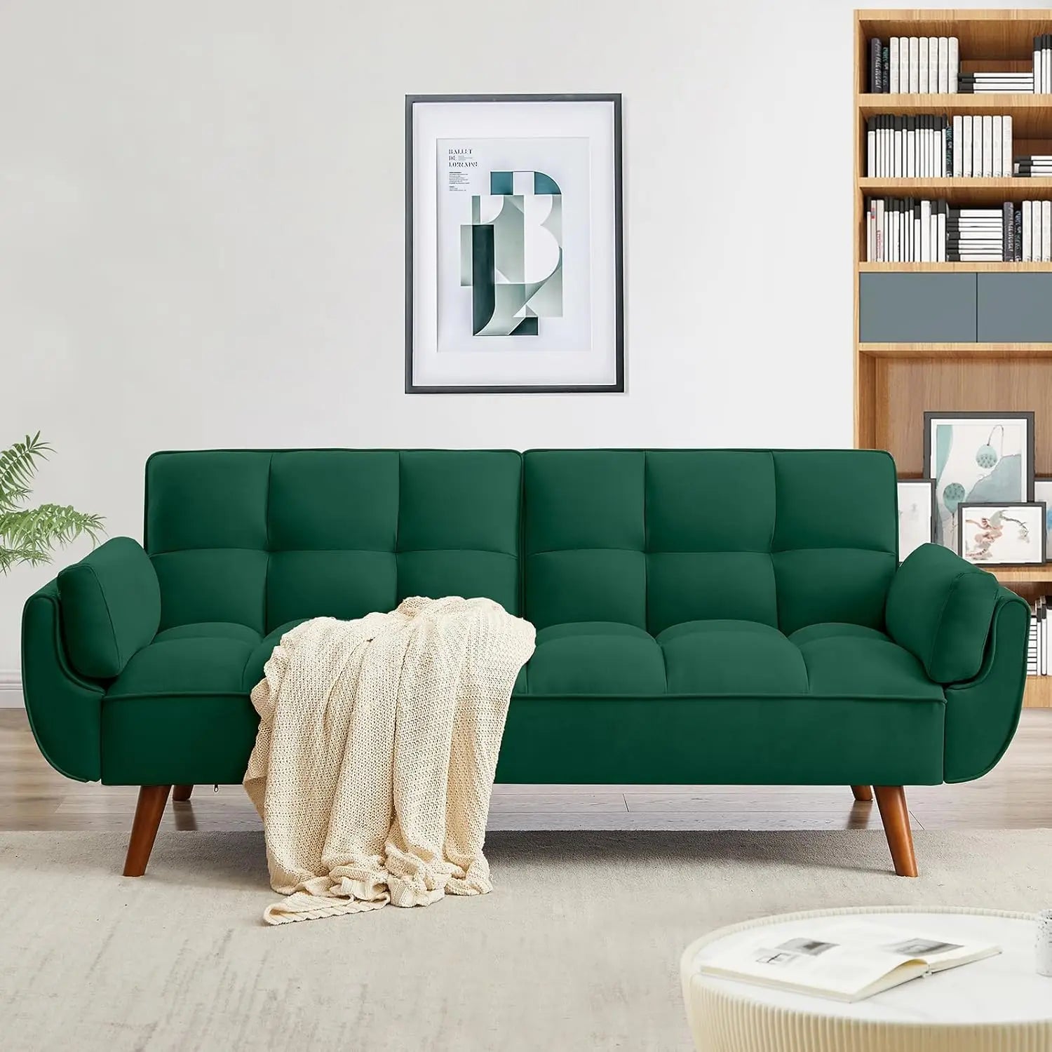 Convertible Sofa Bed — Folding Loveseat Futon Recliner Sleeper with Adjustable Backrest for Living Room & Bedroom