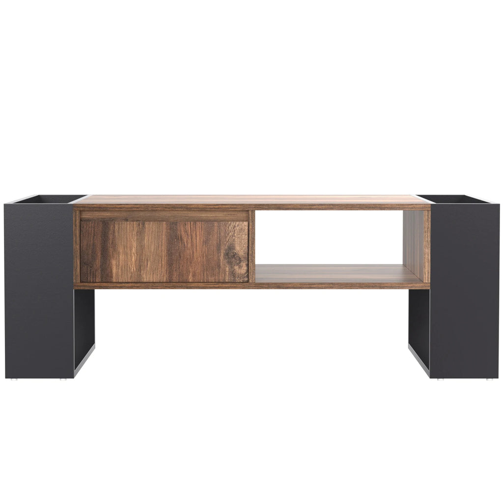 Comanlai Wood Grain Coffee Table with Drawer & Storage