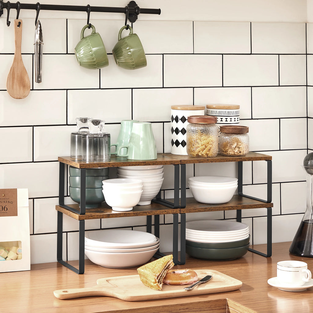 SONGMICS Stackable Kitchen Counter Storage Shelves — Set of 4