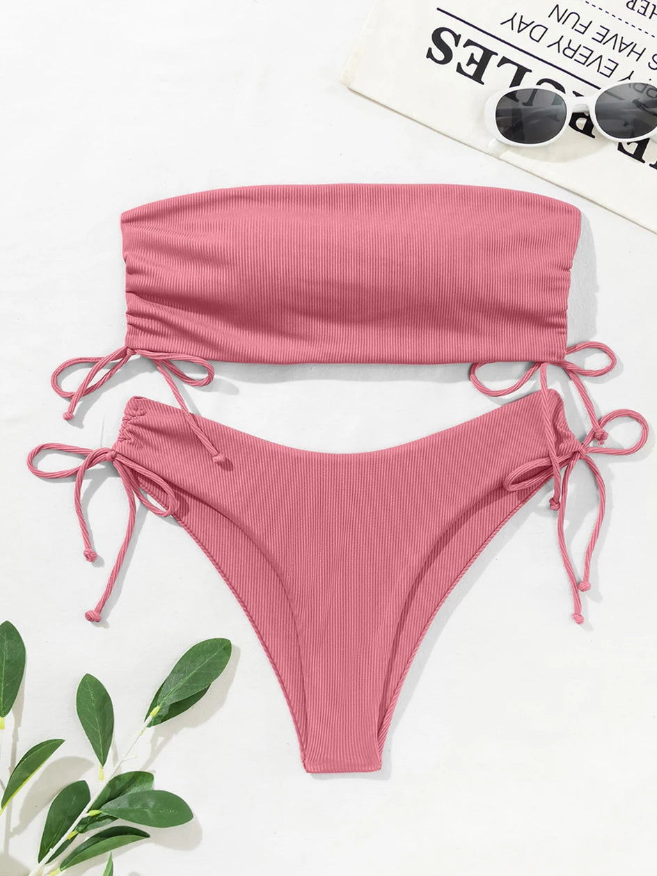 Bandeau High Waist Bikini Set — 2-Piece Women's Swimsuit