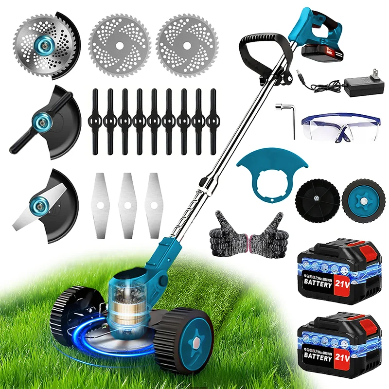 Cordless Weed Trimmer & Lawn Mower | Telescopic Handle, CE Certified, Ideal for Courtyards & Gardens