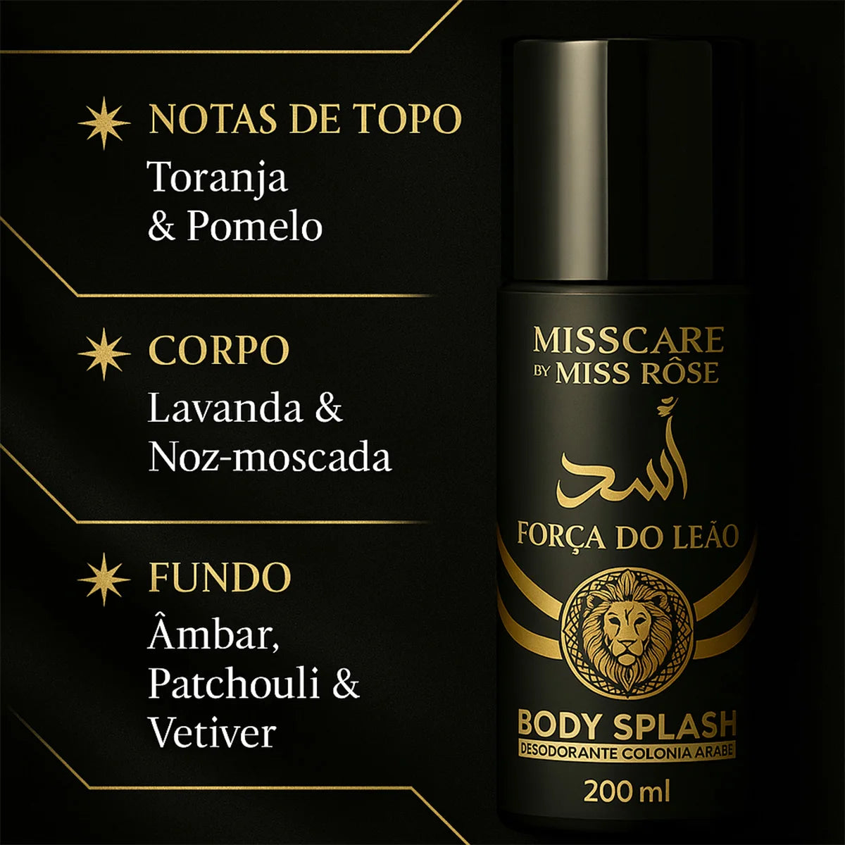 Men’s Lion Strength Body Splash 200ml – Oriental Woody Cologne Deodorant